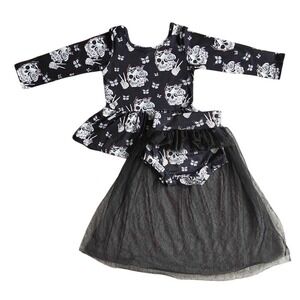 Toddler Boutique Halloween Skull Set Shirt and Tutu Size‎ 3T
